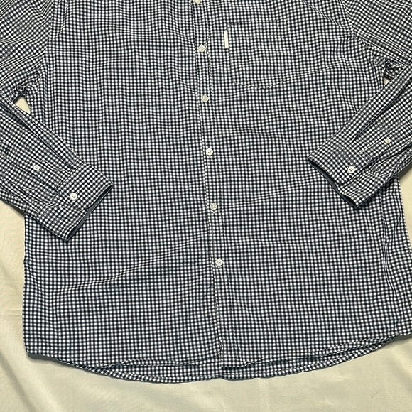 Marc Ekco Navy and White Gingham Button Down Shirt - Picture 6 of 11